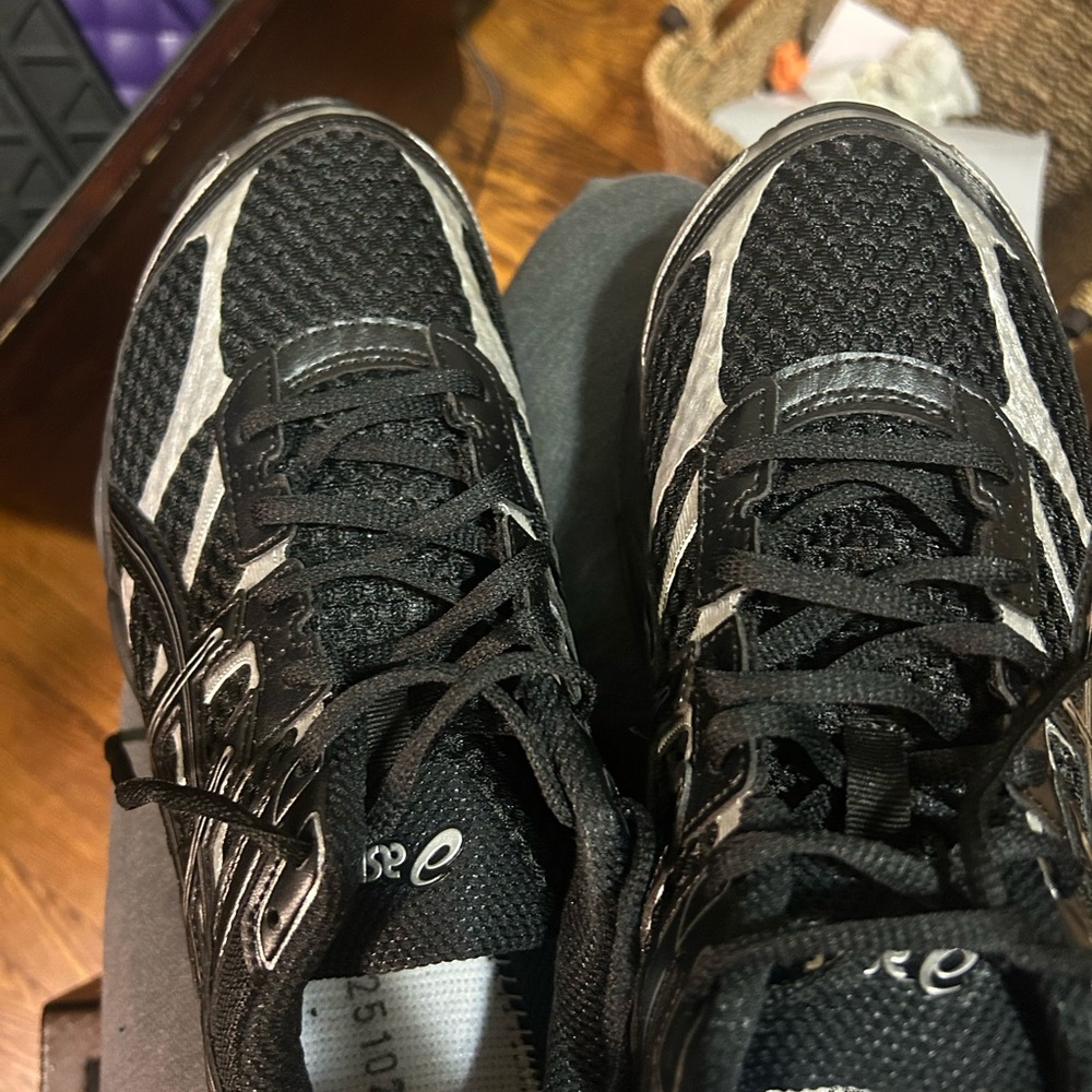 Asics Black and White Athletic Shoes